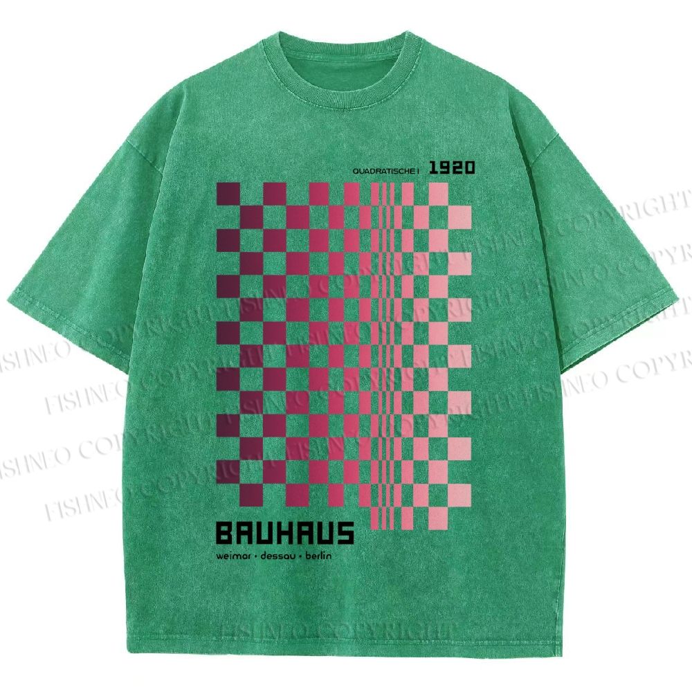 Unisex Bauhaus Pink Mosaic Printed Washed Tee