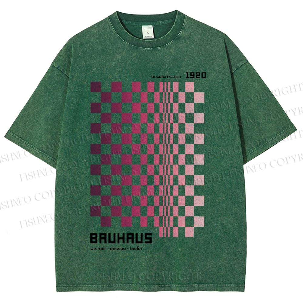 Unisex Bauhaus Pink Mosaic Printed Washed Tee