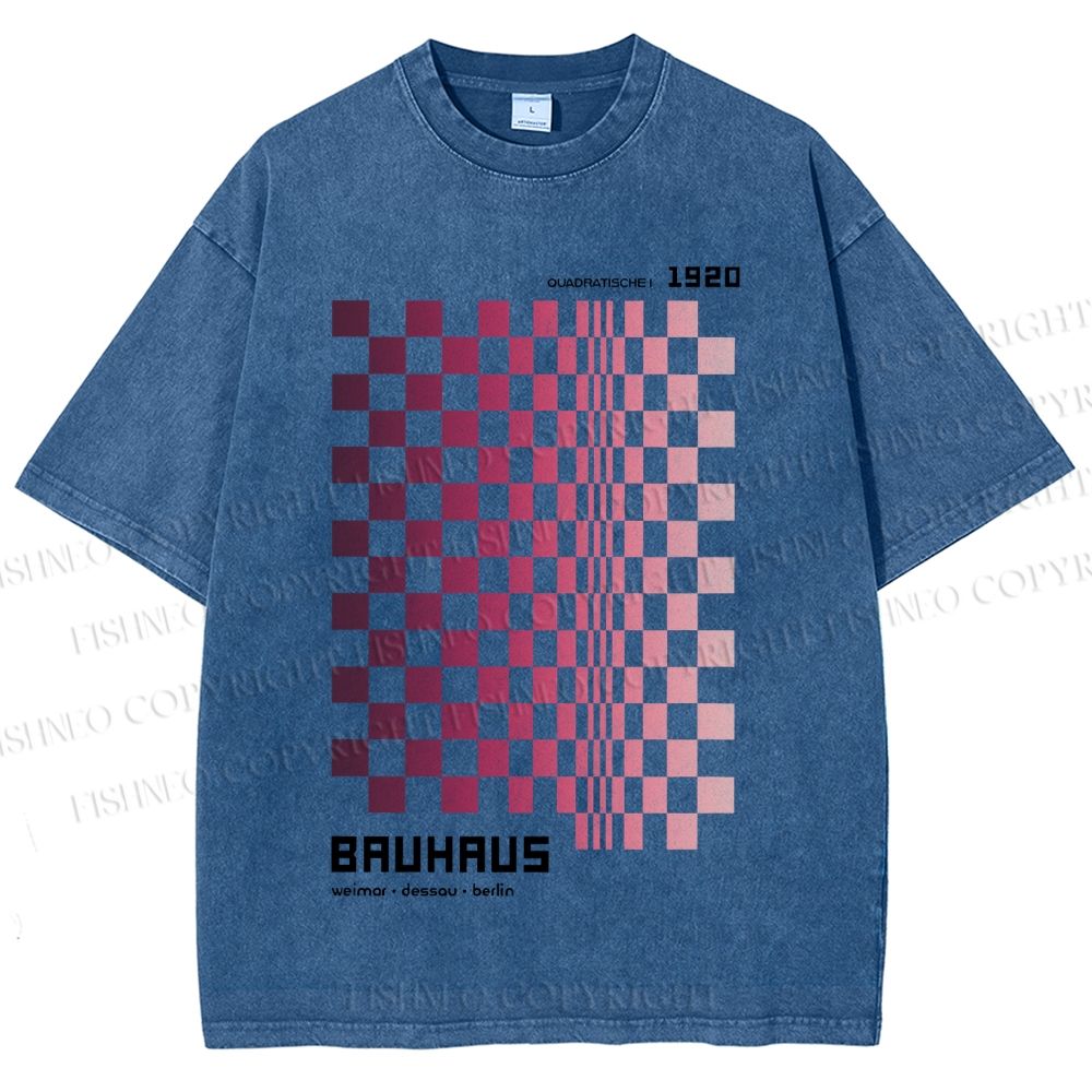 Unisex Bauhaus Pink Mosaic Printed Washed Tee