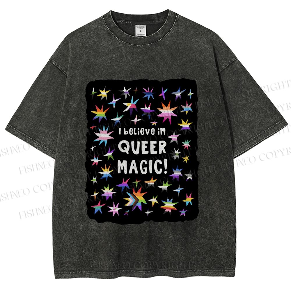 Unisex Pride Queer Magic Printed Washed Tee