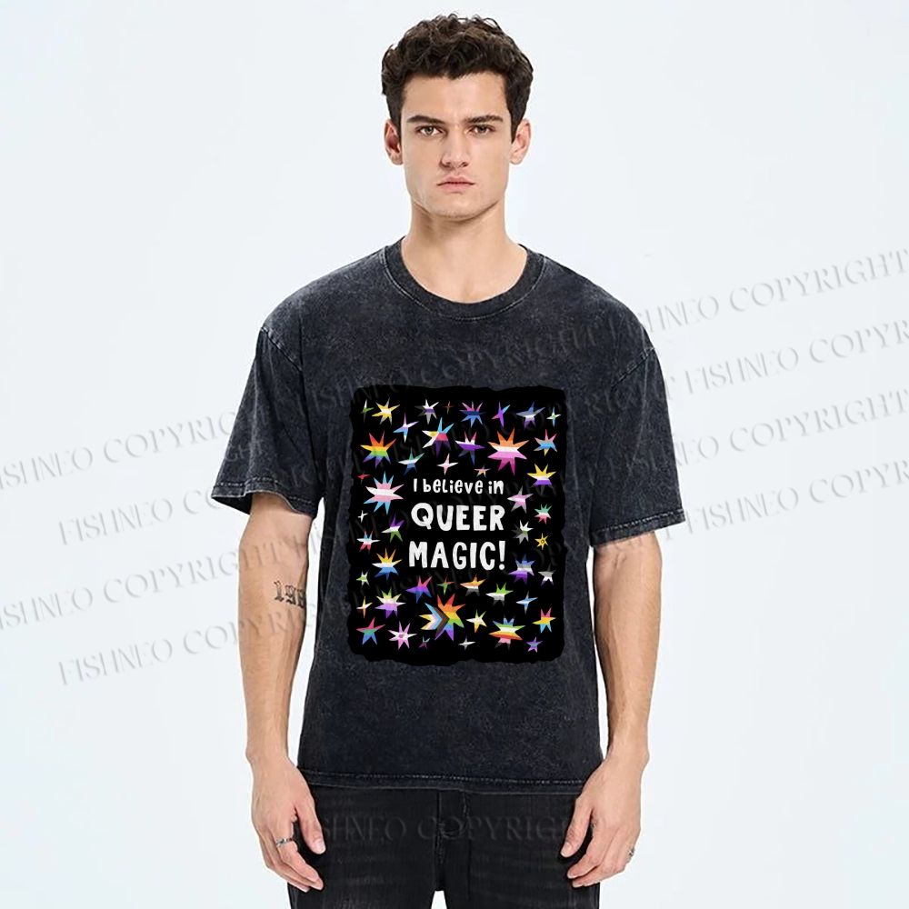 Unisex Pride Queer Magic Printed Washed Tee