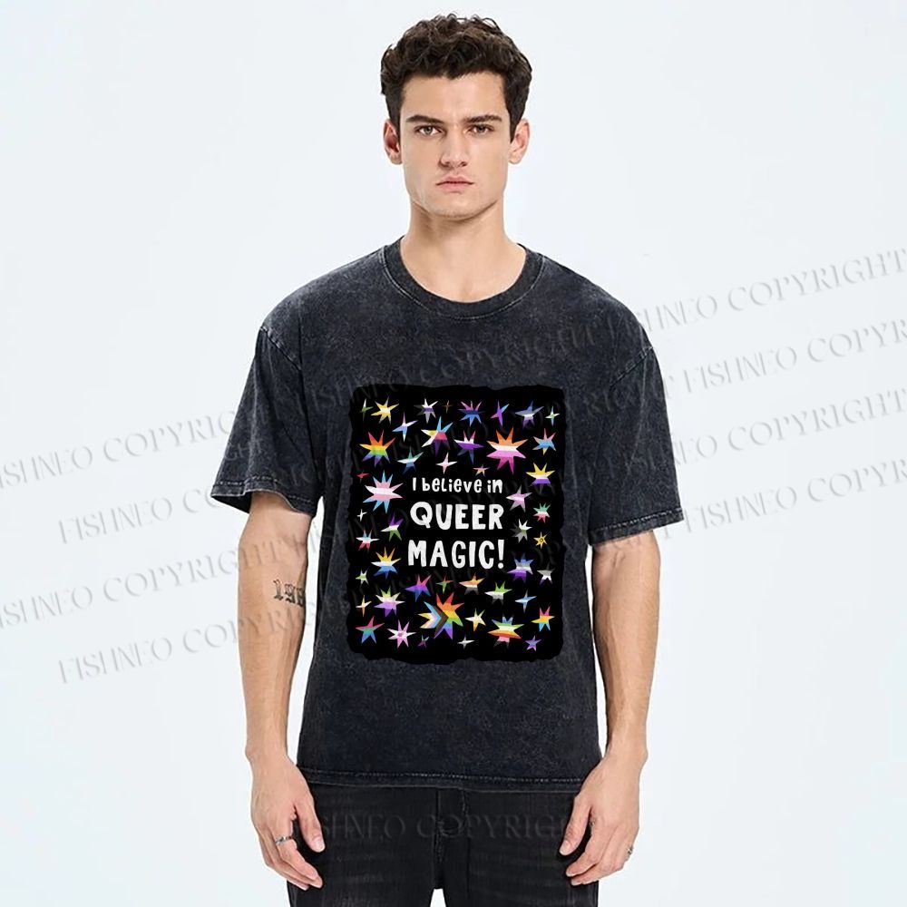 Unisex Pride Queer Magic Printed Washed Tee