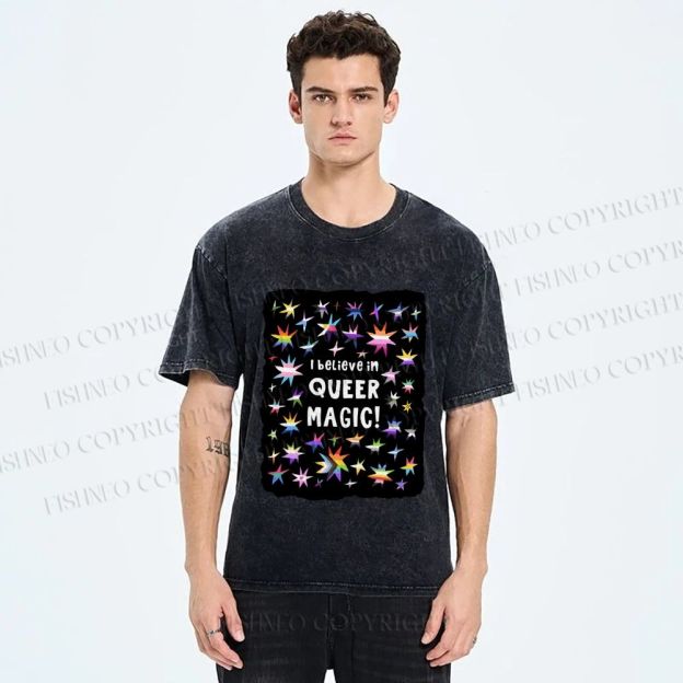 Unisex Pride Queer Magic Printed Washed Tee