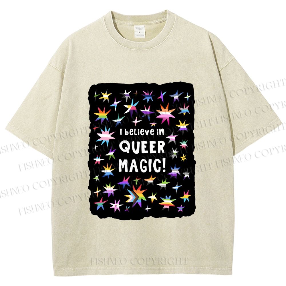 Unisex Pride Queer Magic Printed Washed Tee