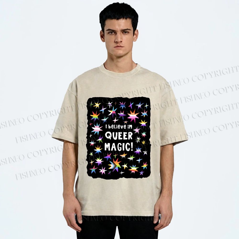 Unisex Pride Queer Magic Printed Washed Tee