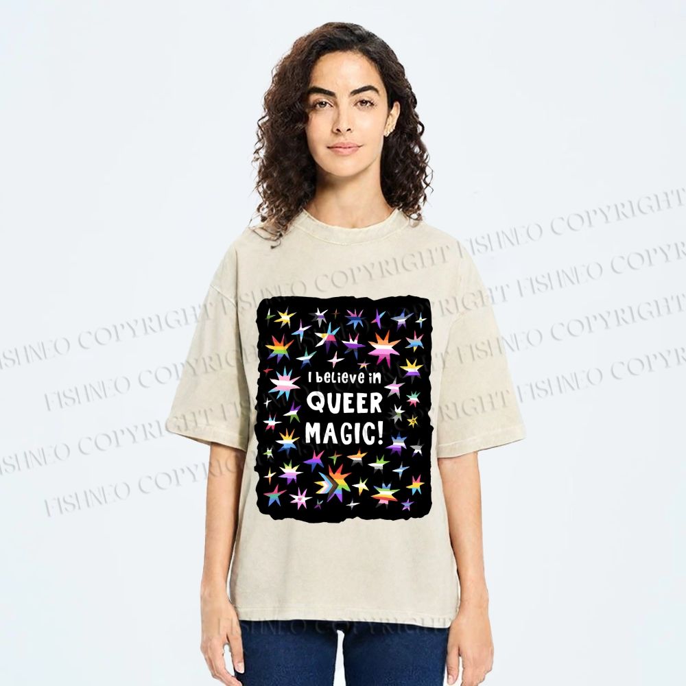 Unisex Pride Queer Magic Printed Washed Tee