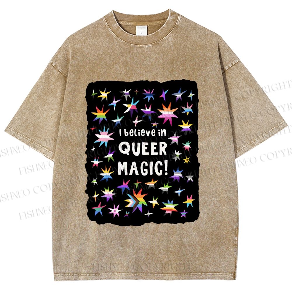 Unisex Pride Queer Magic Printed Washed Tee