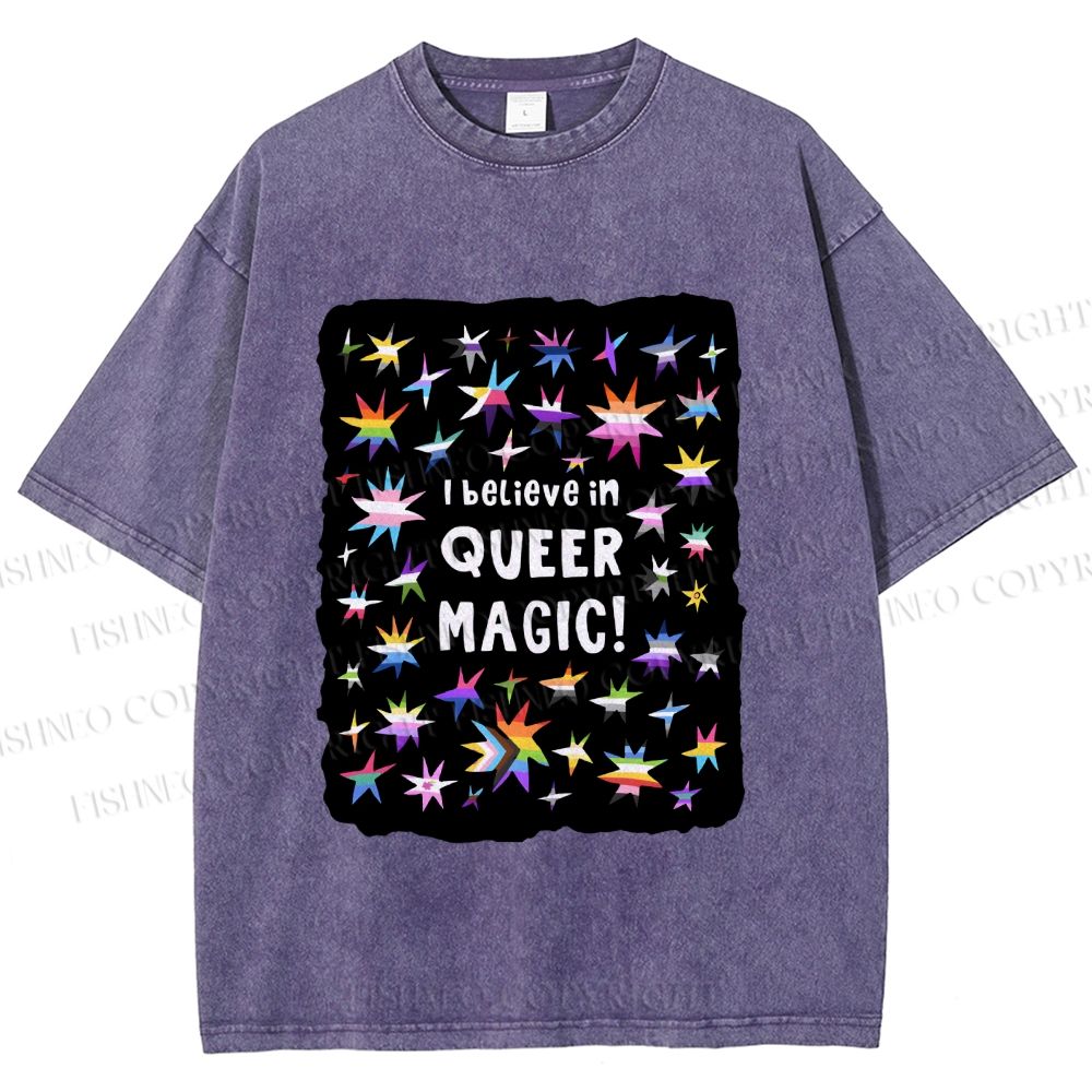 Unisex Pride Queer Magic Printed Washed Tee