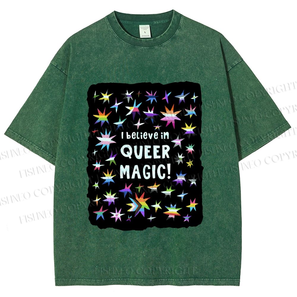 Unisex Pride Queer Magic Printed Washed Tee