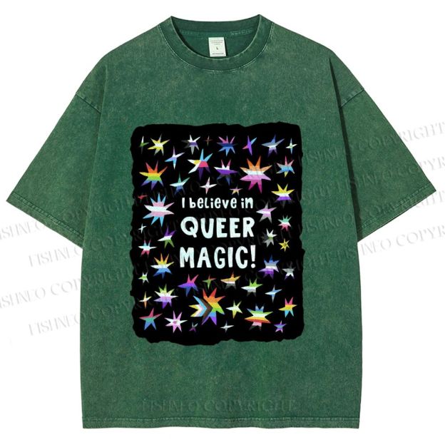 Unisex Pride Queer Magic Printed Washed Tee