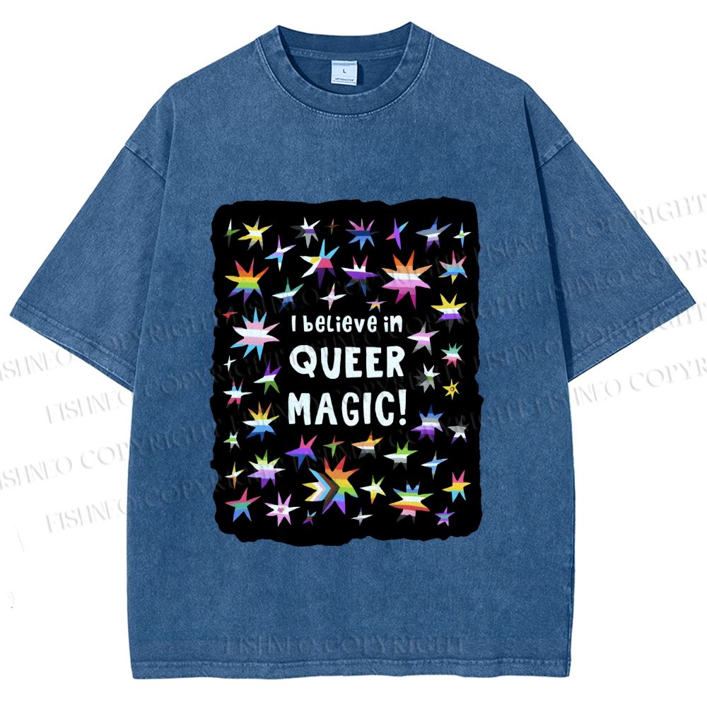 Unisex Pride Queer Magic Printed Washed Tee