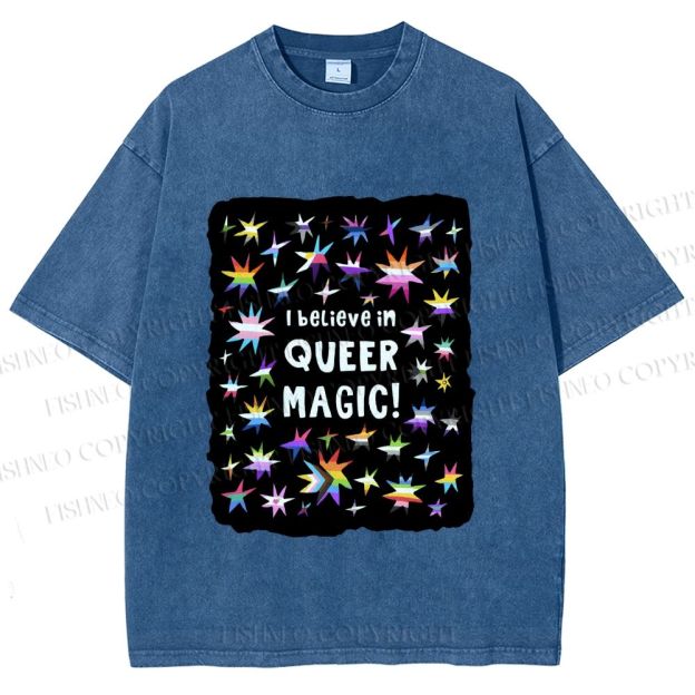 Unisex Pride Queer Magic Printed Washed Tee