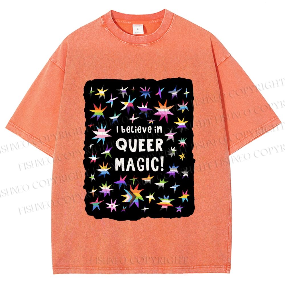 Unisex Pride Queer Magic Printed Washed Tee