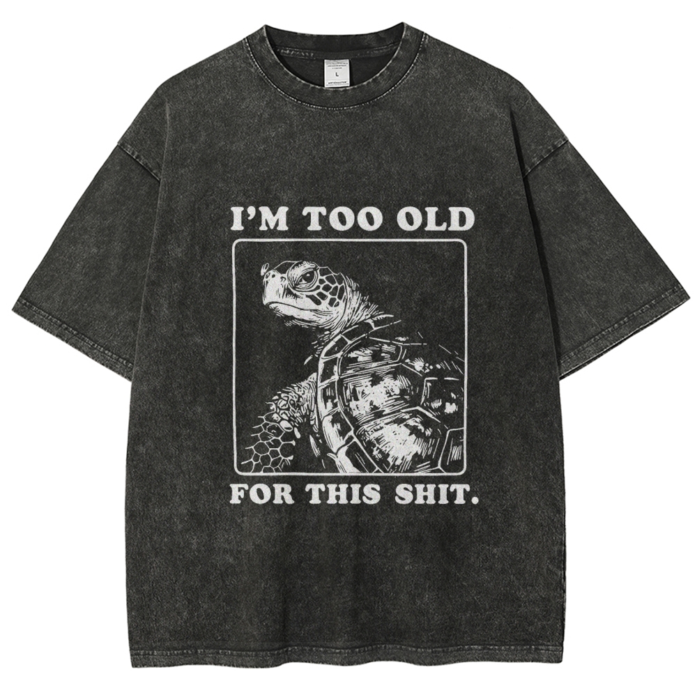 Unisex Turtle I Quit Meme Energy Printed Washed Tee