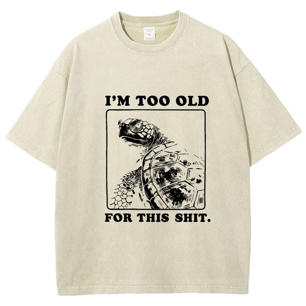 Unisex Turtle I Quit Meme Energy Printed Washed Tee