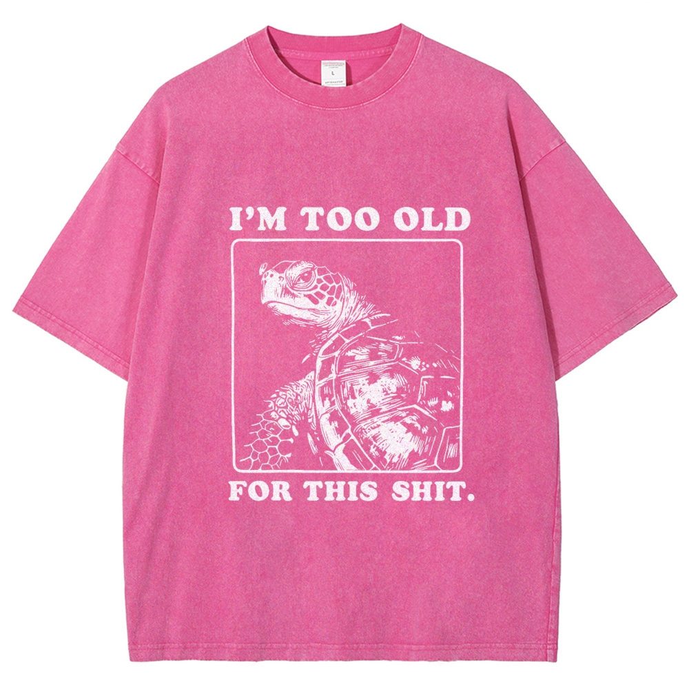 Unisex Turtle I Quit Meme Energy Printed Washed Tee