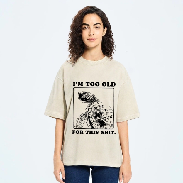 Unisex Turtle I Quit Meme Energy Printed Washed Tee