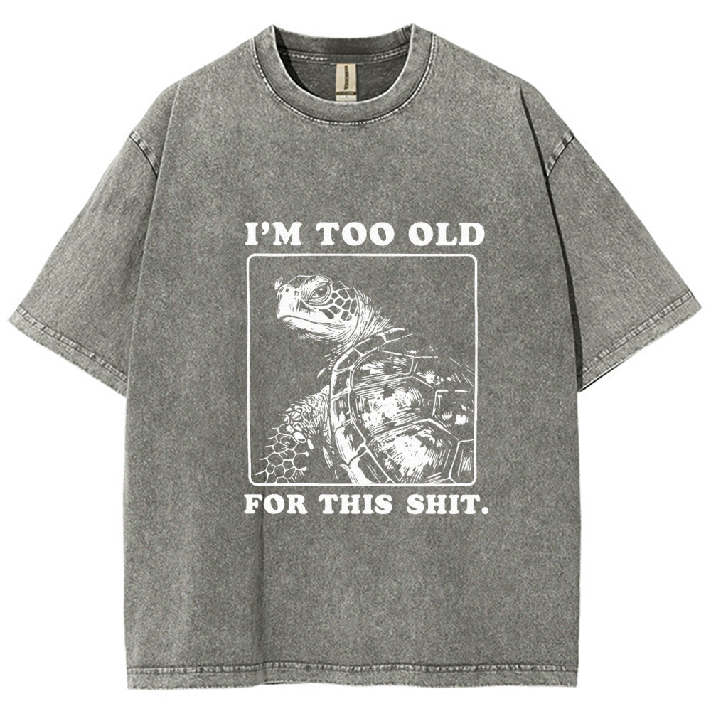 Unisex Turtle I Quit Meme Energy Printed Washed Tee