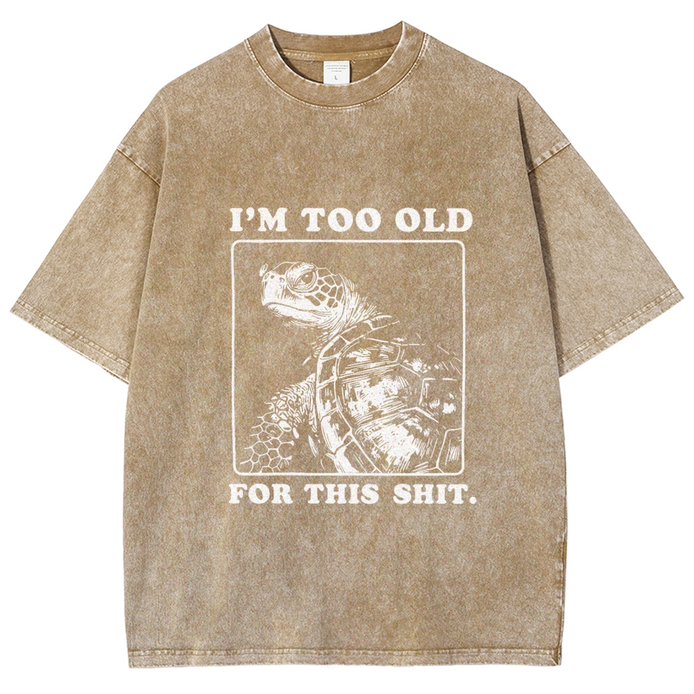 Unisex Turtle I Quit Meme Energy Printed Washed Tee