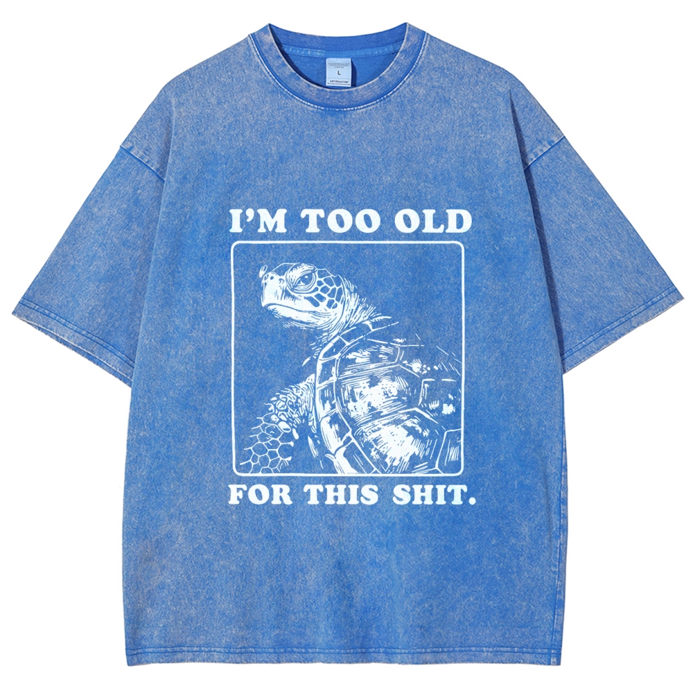 Unisex Turtle I Quit Meme Energy Printed Washed Tee