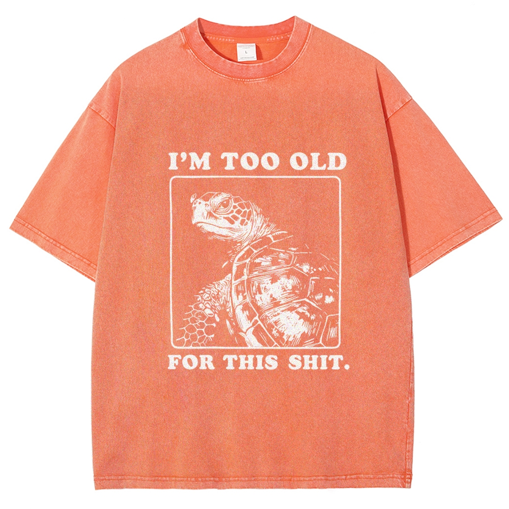 Unisex Turtle I Quit Meme Energy Printed Washed Tee