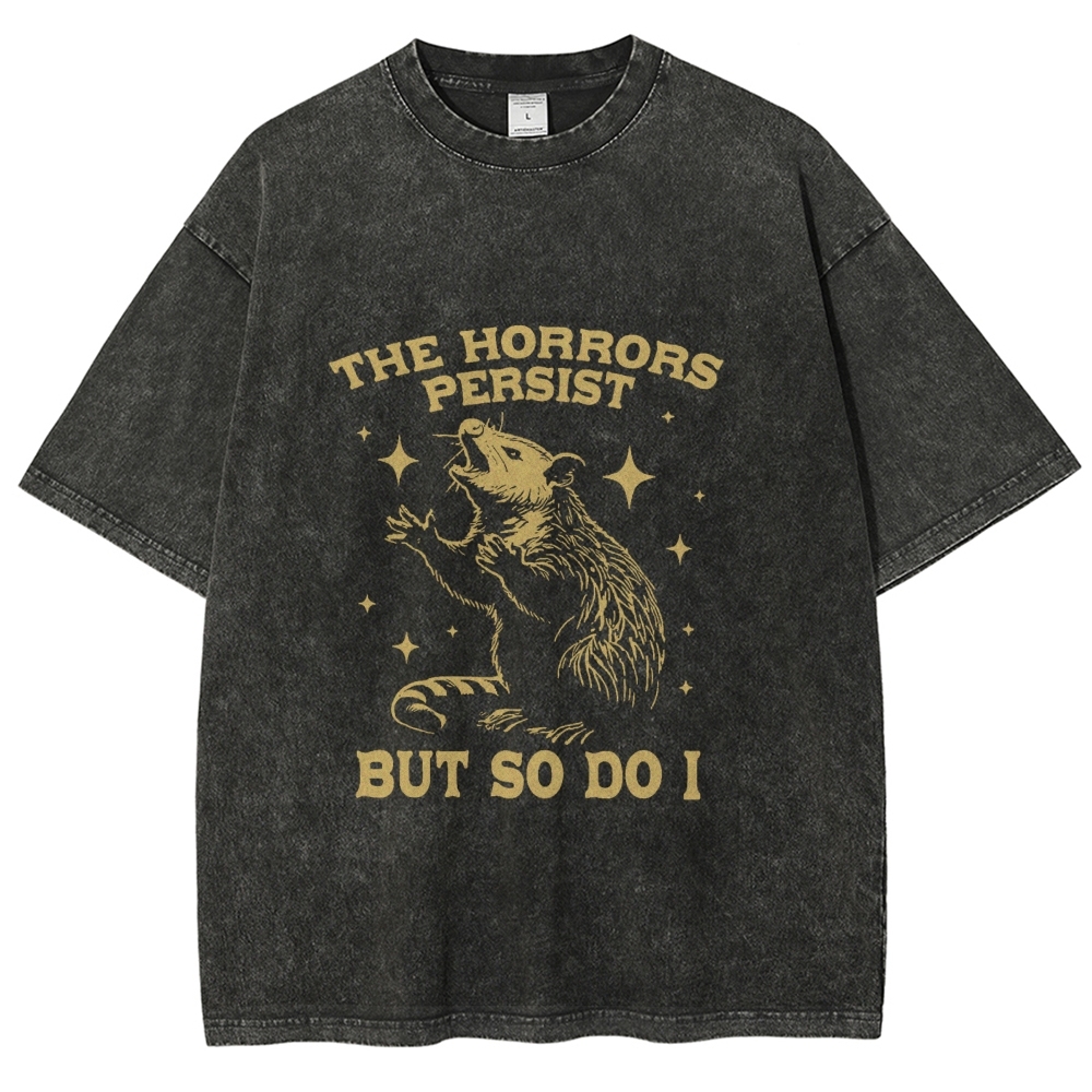 Funny Angry Opossum Possum Washed T-Shirt
