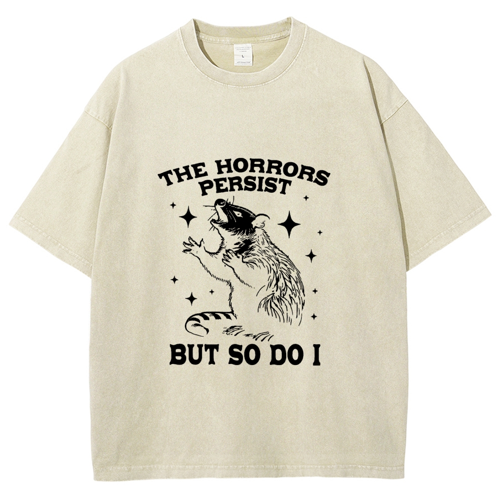 Funny Angry Opossum Possum Washed T-Shirt