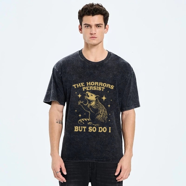 Funny Angry Opossum Possum Washed T-Shirt