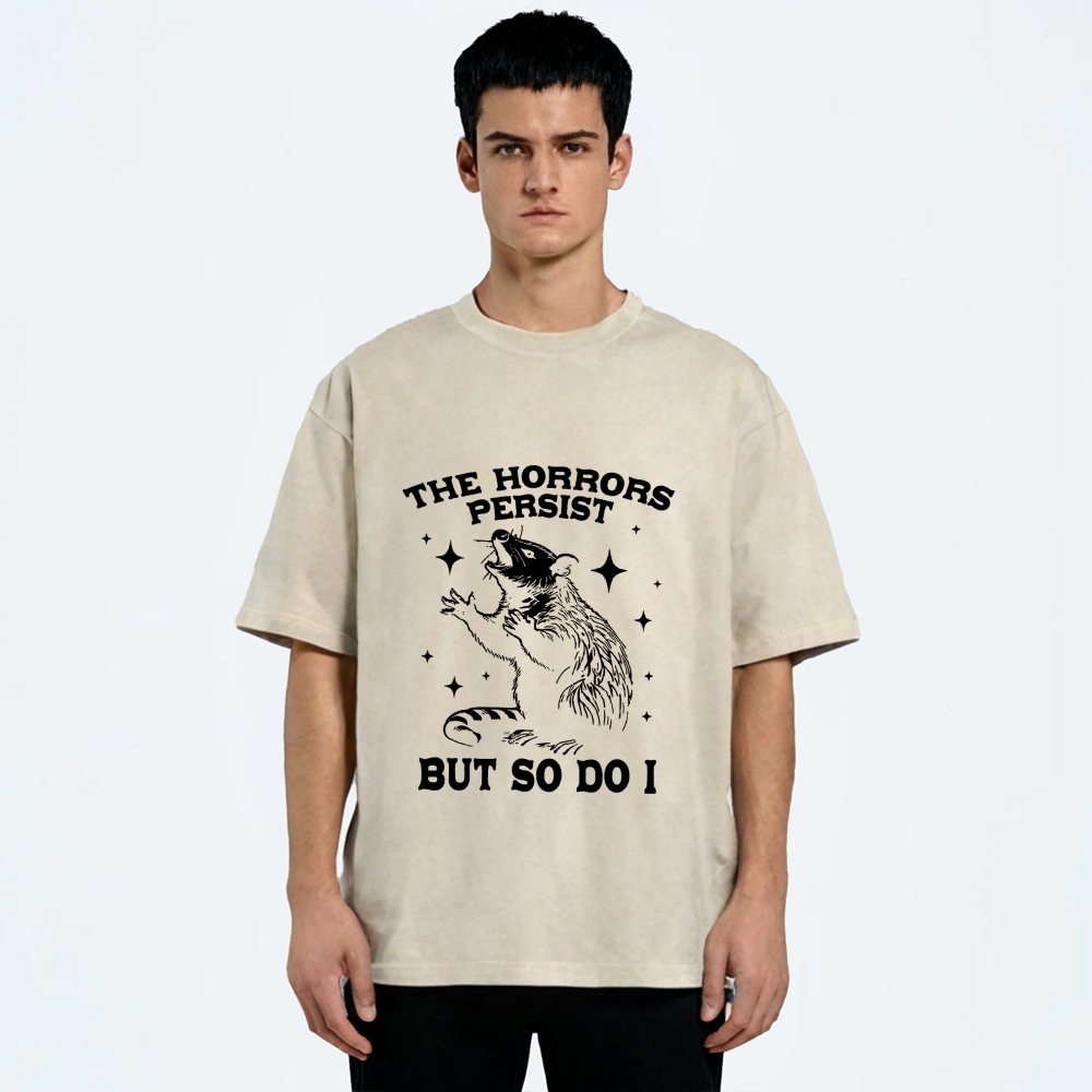 Funny Angry Opossum Possum Washed T-Shirt