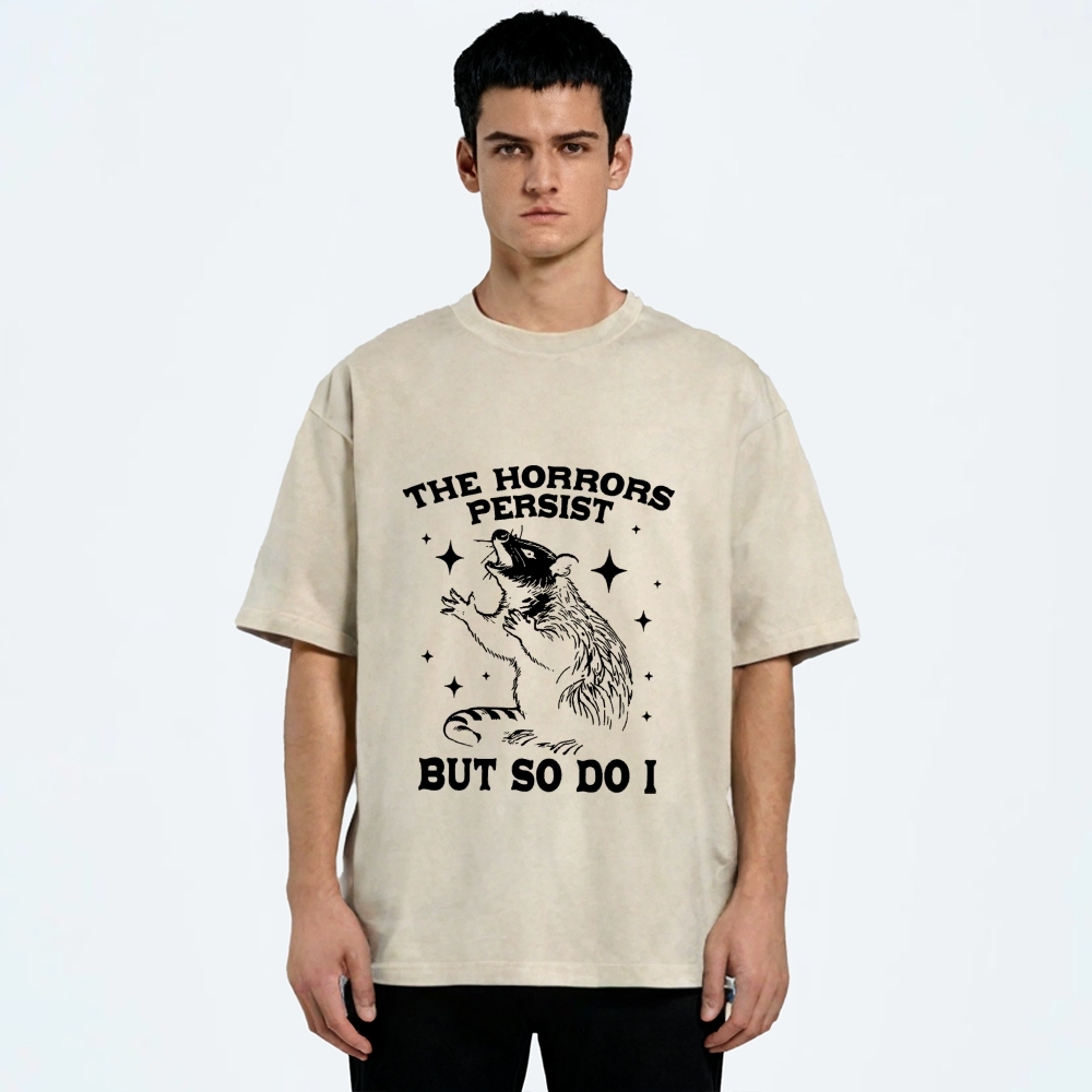Funny Angry Opossum Possum Washed T-Shirt