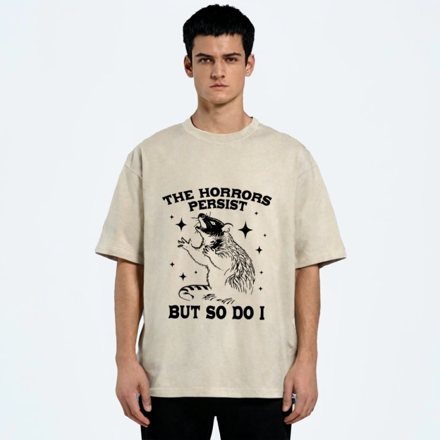 Funny Angry Opossum Possum Washed T-Shirt