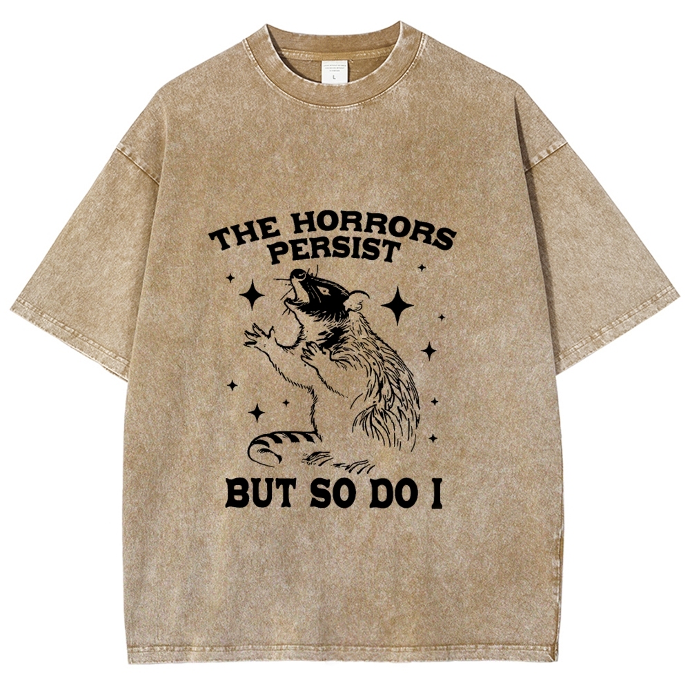 Funny Angry Opossum Possum Washed T-Shirt