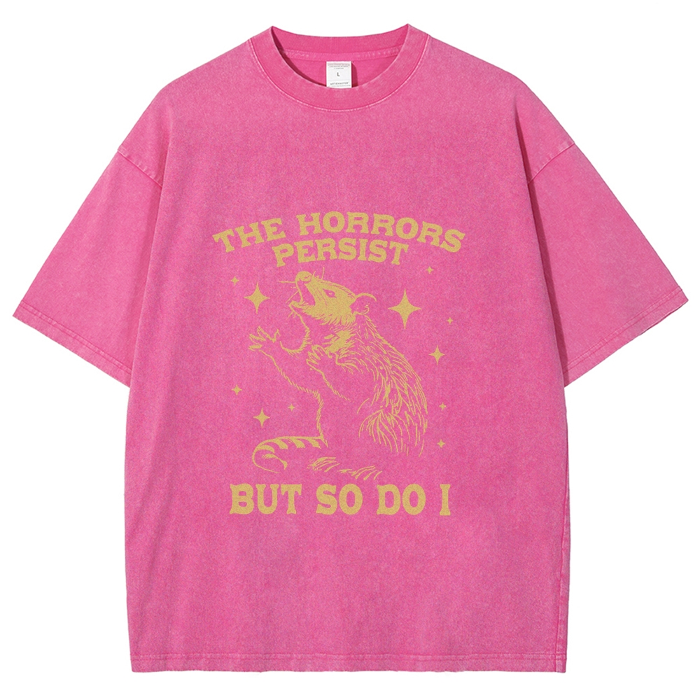 Funny Angry Opossum Possum Washed T-Shirt