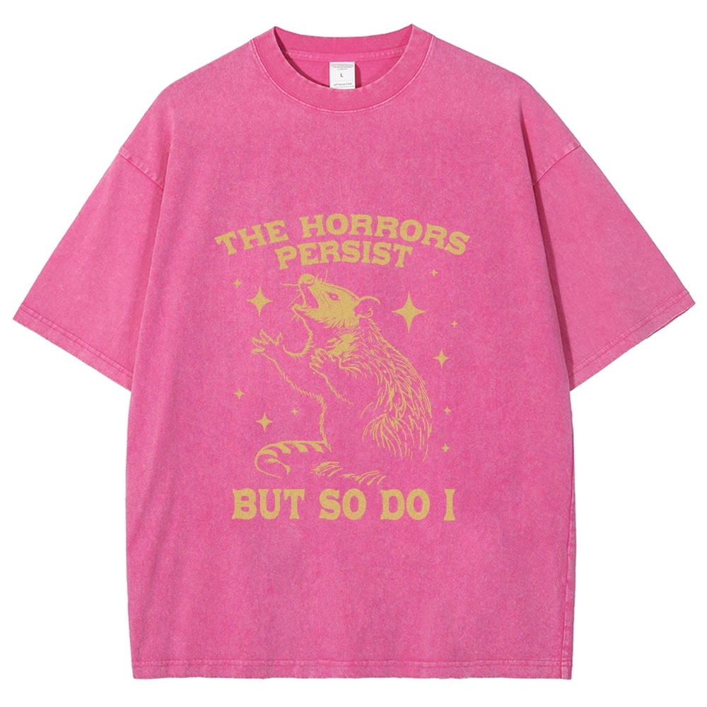 Funny Angry Opossum Possum Washed T-Shirt