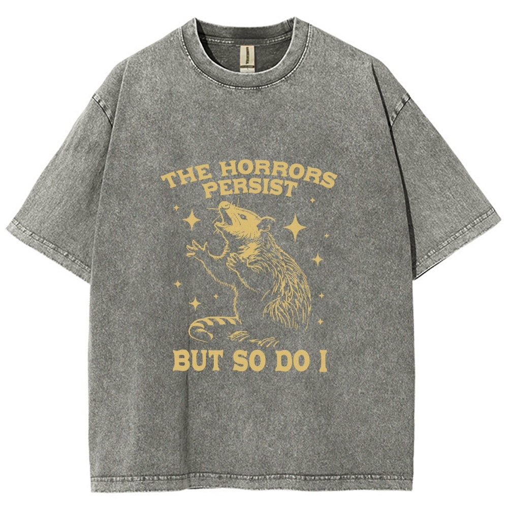 Funny Angry Opossum Possum Washed T-Shirt