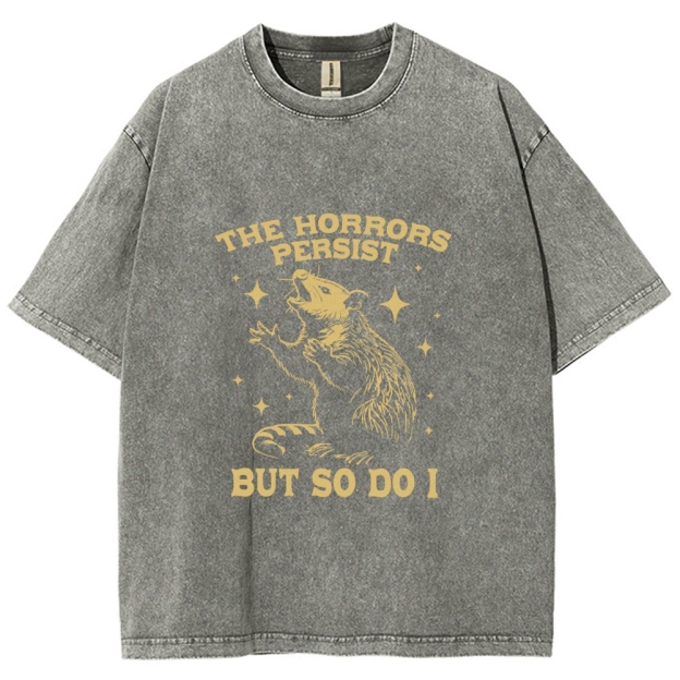 Funny Angry Opossum Possum Washed T-Shirt