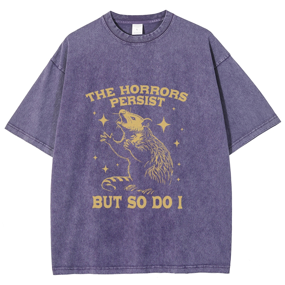 Funny Angry Opossum Possum Washed T-Shirt