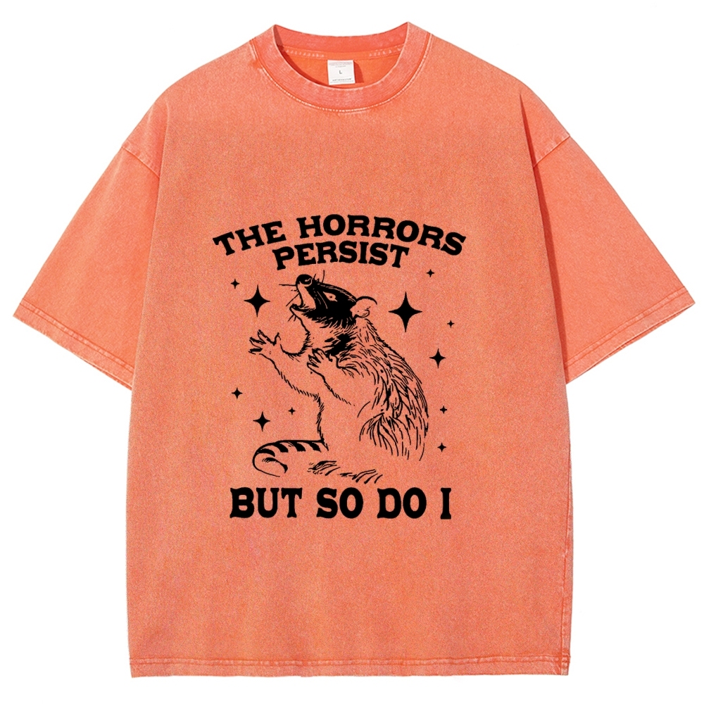 Funny Angry Opossum Possum Washed T-Shirt
