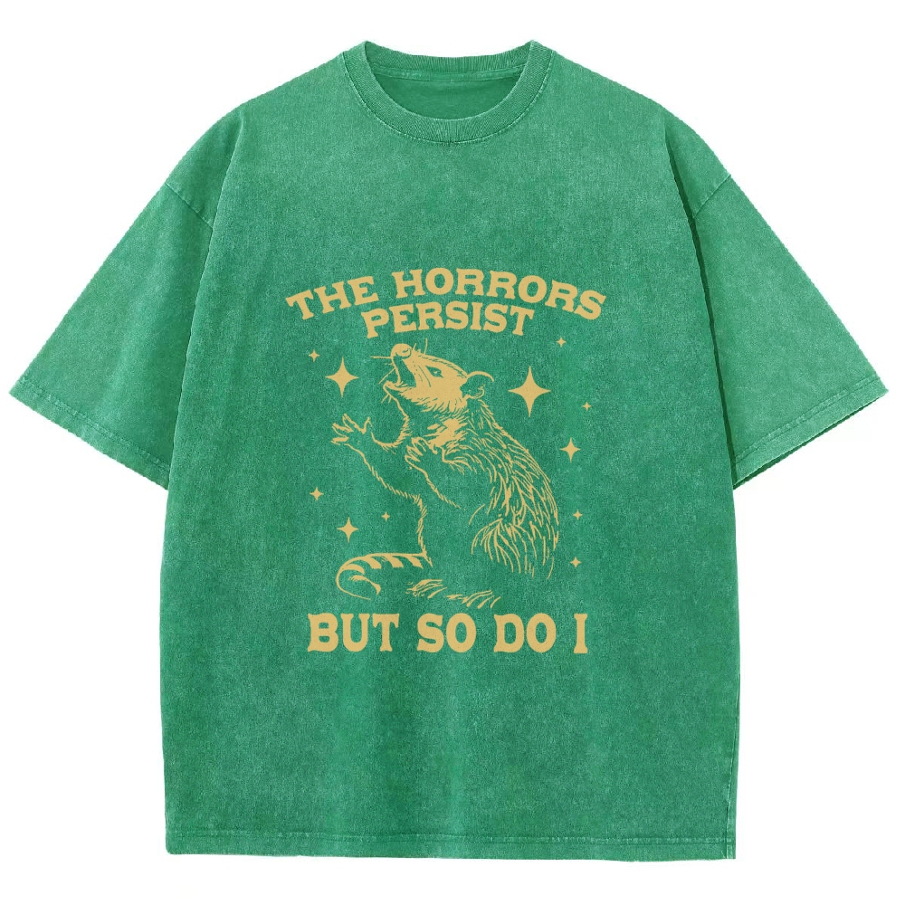 Funny Angry Opossum Possum Washed T-Shirt