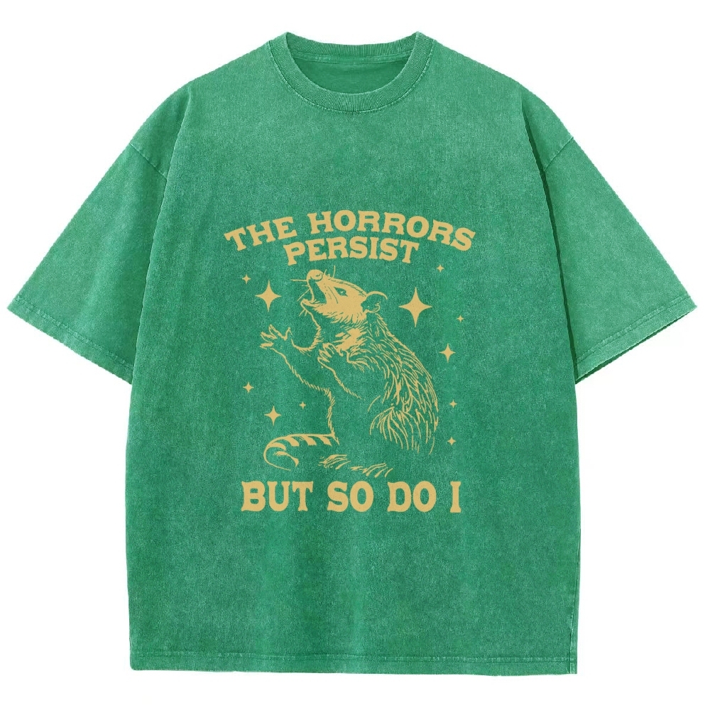 Funny Angry Opossum Possum Washed T-Shirt