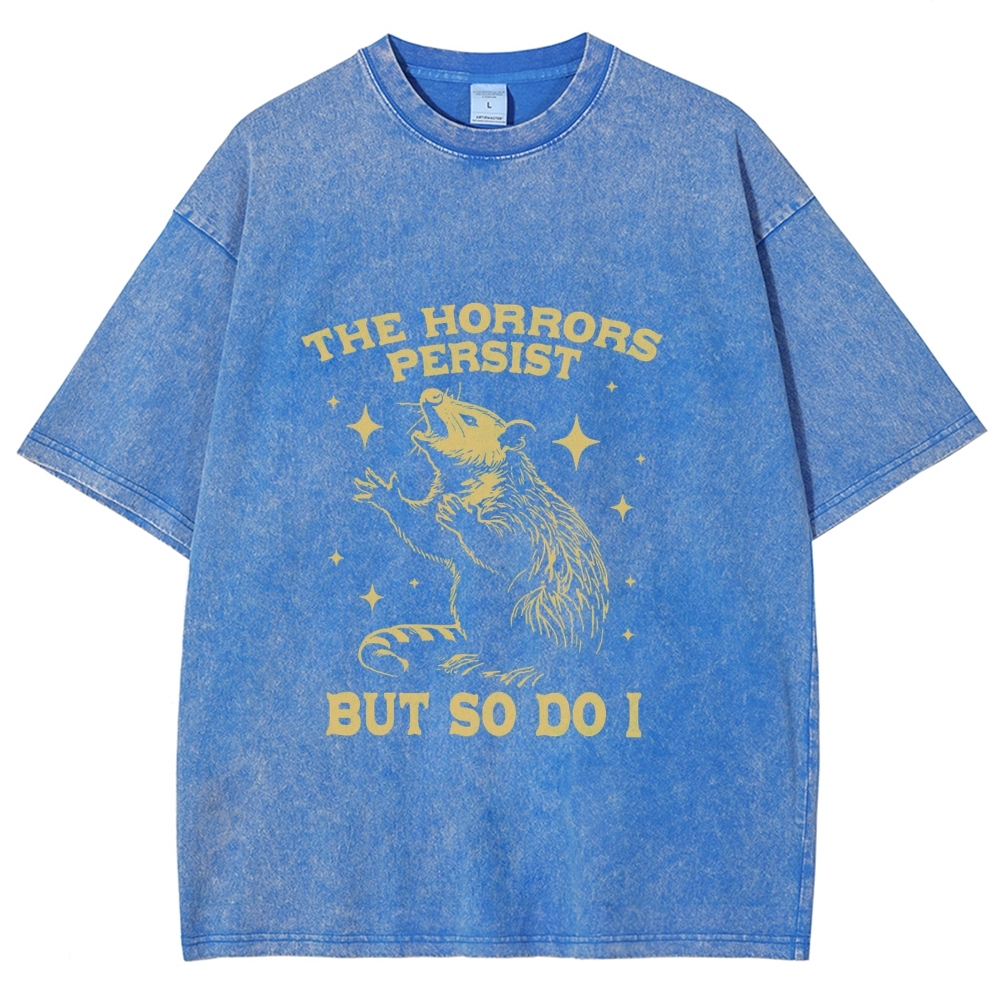 Funny Angry Opossum Possum Washed T-Shirt