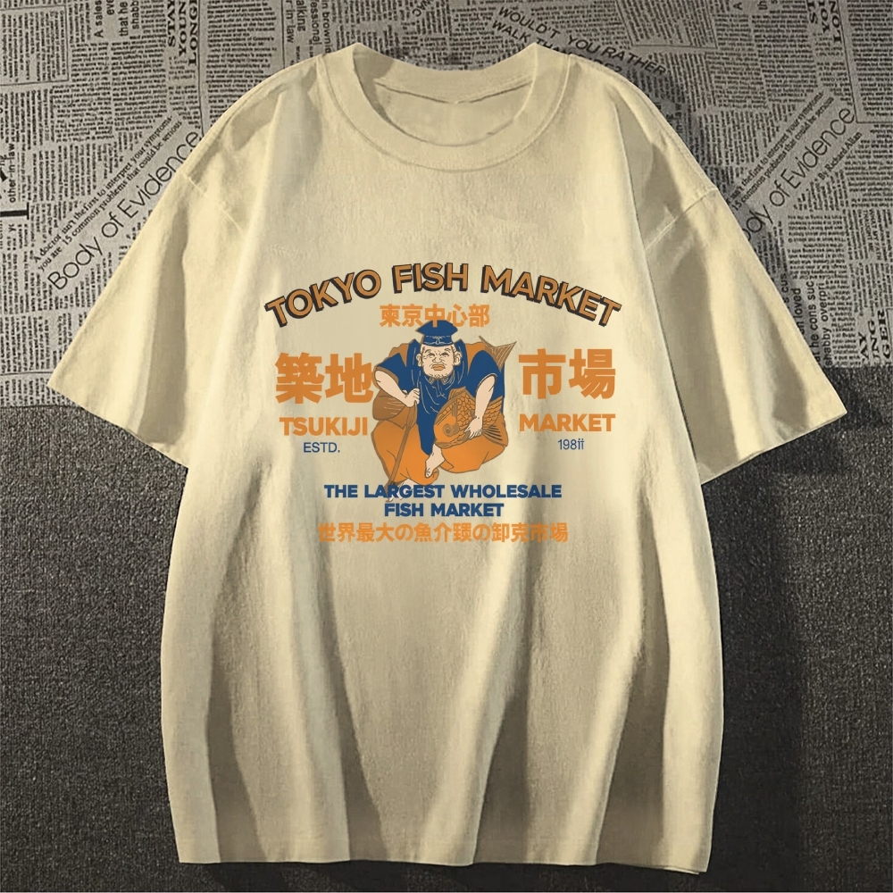 Tokyo Tsukiji Market Cotton casual T-shirt
