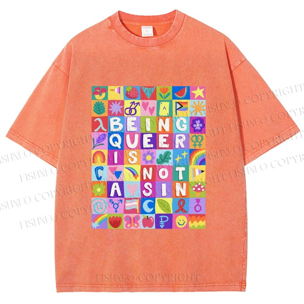 Unisex Being Queer is Not a Sin Printed Washed Tee