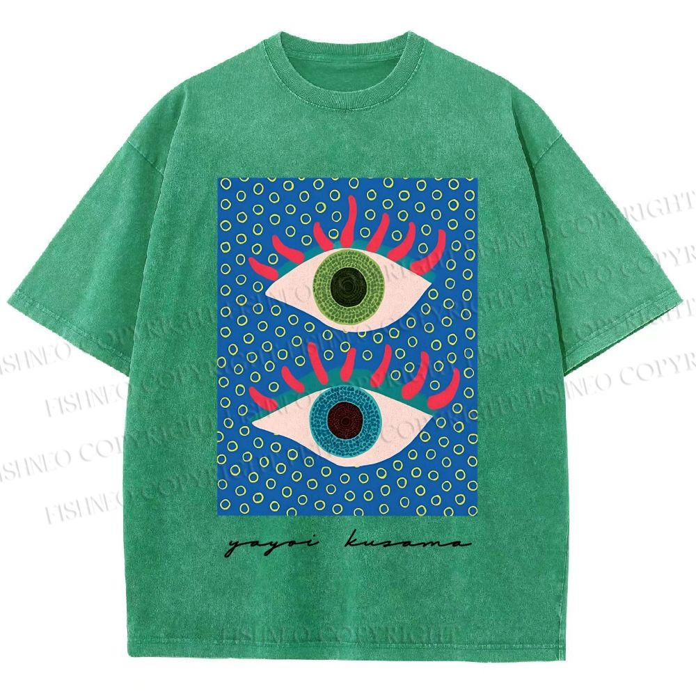 Unisex Yayoi Kusama Eyes Printed Washed Tee