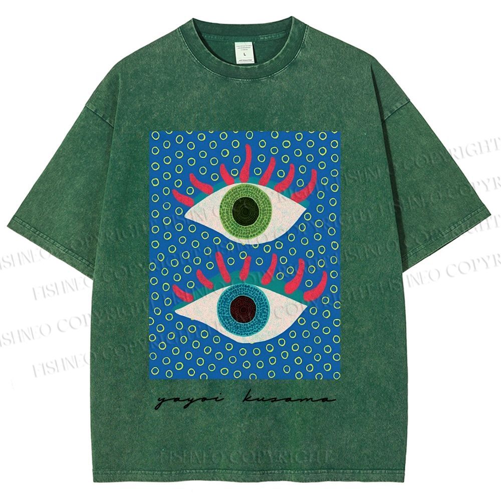 Unisex Yayoi Kusama Eyes Printed Washed Tee