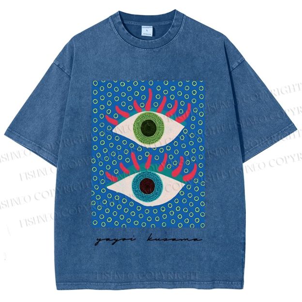 Unisex Yayoi Kusama Eyes Printed Washed Tee
