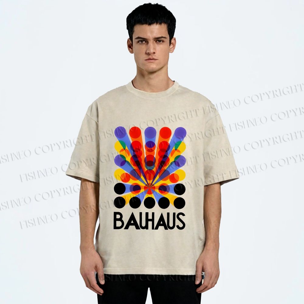 Unisex Bauhaus Endless Circles Printed Washed Tee