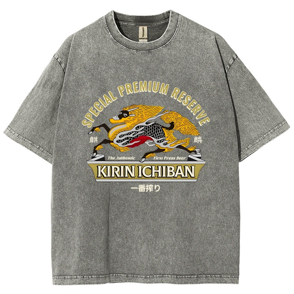 Kirin Beer Vintage Wash Japanese Design T-Shirt