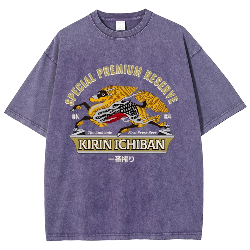 Kirin Beer Vintage Wash Japanese Design T-Shirt