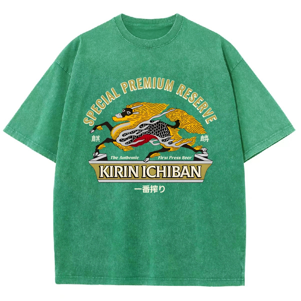 Kirin Beer Vintage Wash Japanese Design T-Shirt